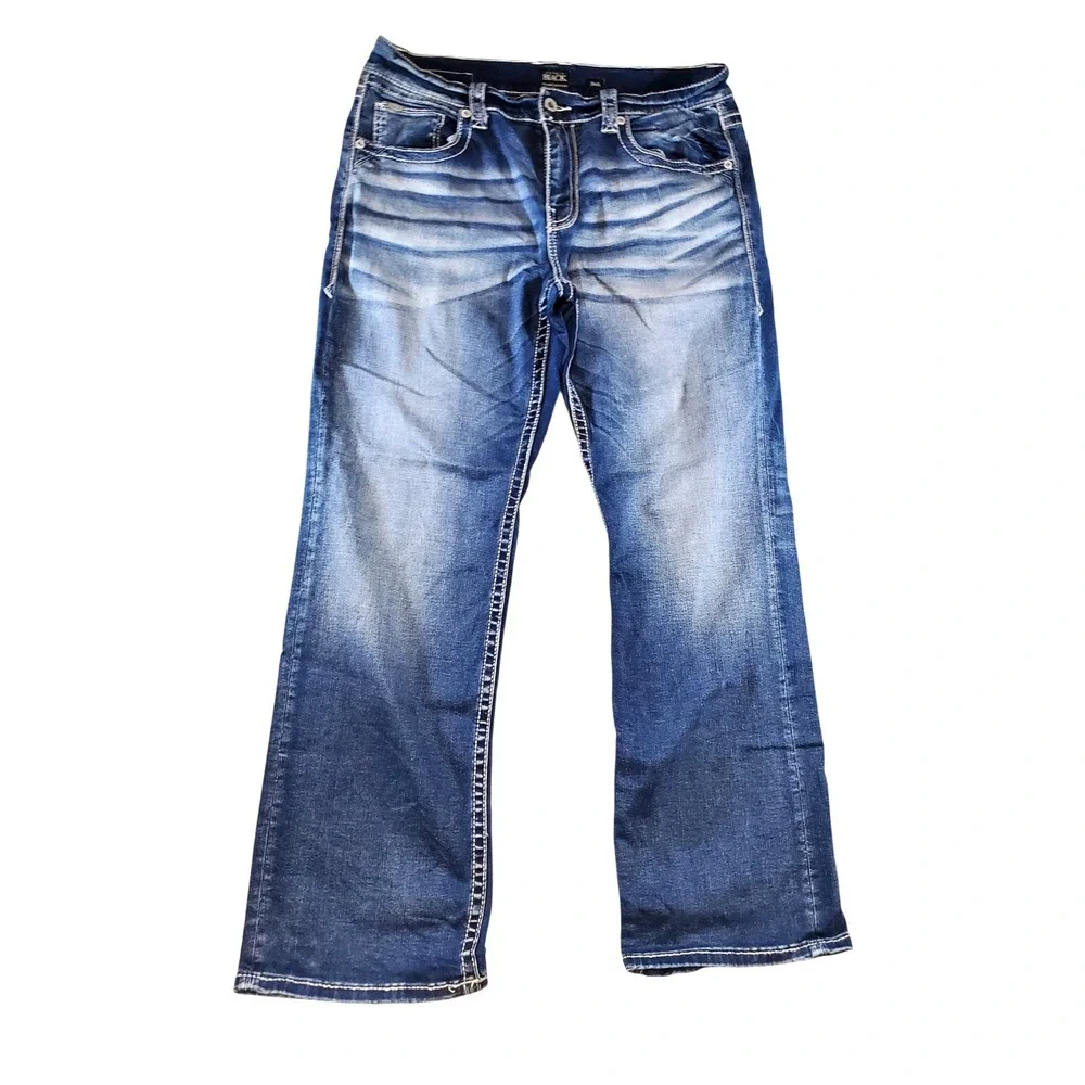 Buckle Black Fit No 29 Bootleg Jeans Mens 36R Medium Wash Thick Stitch BBLA9011 - Picture 2 of 12